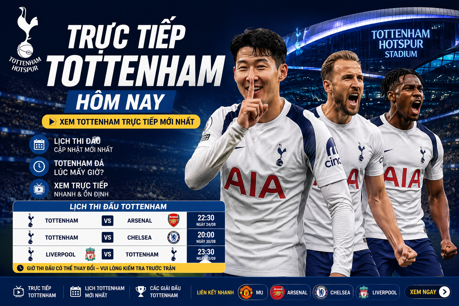 Trực Tiếp Tottenham Hôm Nay – Xem Tottenham Trực Tiếp Mới Nhất
