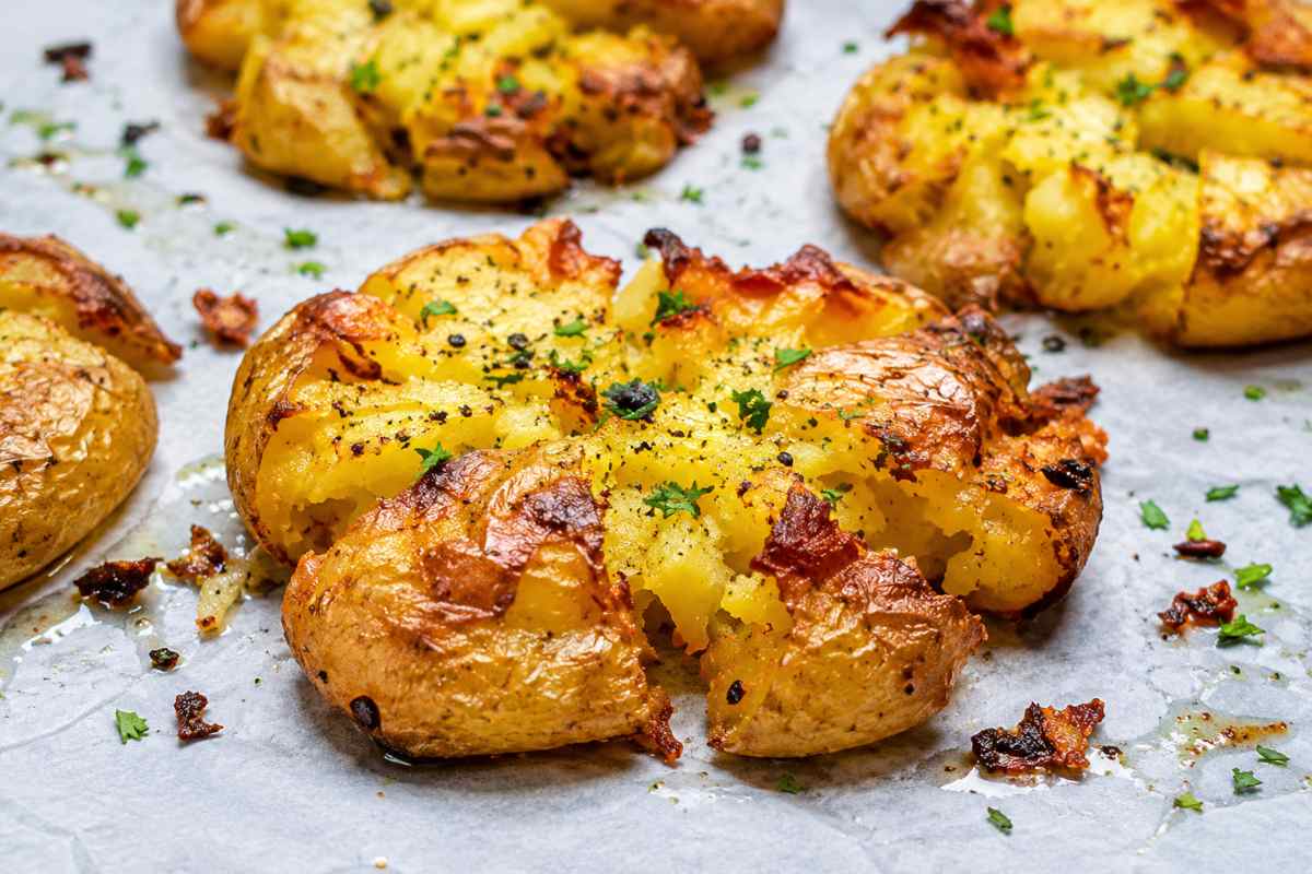 Smashed Potatoes | Crispy Oven Baked American Recipe